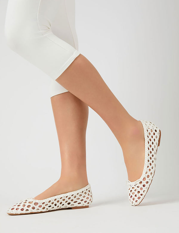 public desire Alundra White Pu Woven Bow Detail Ballet Pump Flats public desire Alundra White Pu Woven Bow Detail Ballet Pump Flats