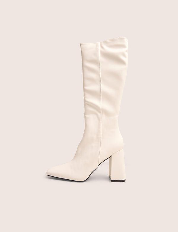 public desire Apology White Pu Knee High Block Heel Boots public desire Apology White Pu Knee High Block Heel Boots
