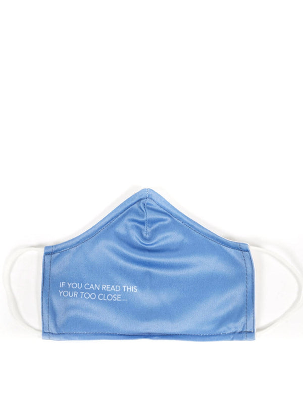 public desire Blue Too Close Slogan Fashion Face Mask