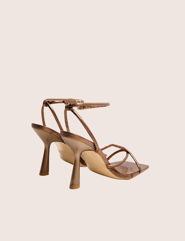 Public Desire Bree Bronze PU Barely There Square Toe Mid Stiletto Heels