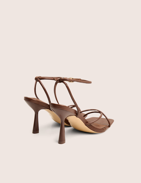 Public Desire Bree Chocolate Pu Barely There Square Toe Mid Stiletto Heels