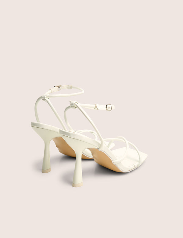 Public Desire Bree White Patent Barely There Square Toe Mid Stiletto Heels