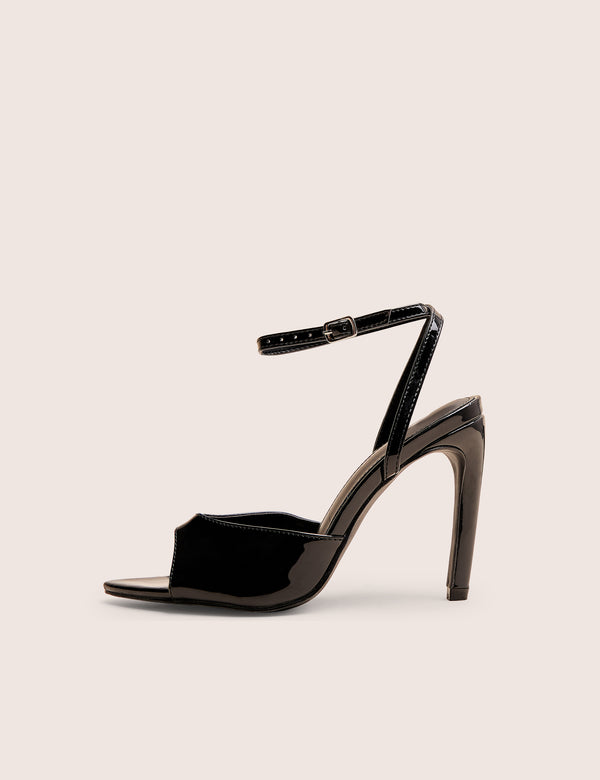 public desire Caught on Black Peep Toe Curved High Heel
