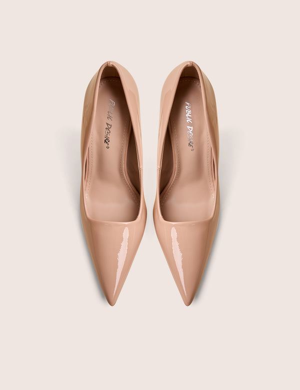 Public Desire Caviar Nude Patent Pu Court Stiletto High Heels