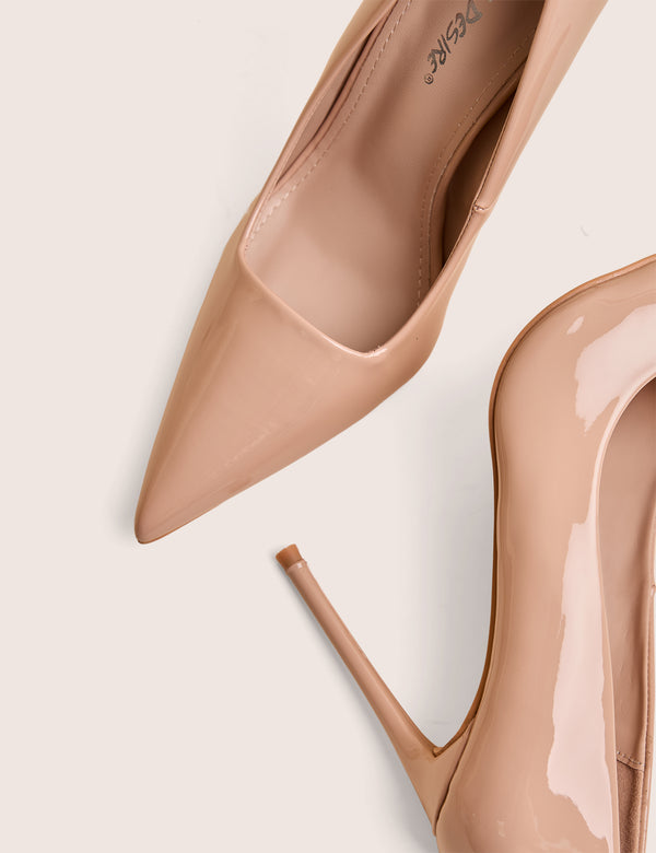 Public Desire Caviar Nude Patent Pu Court Stiletto High Heels