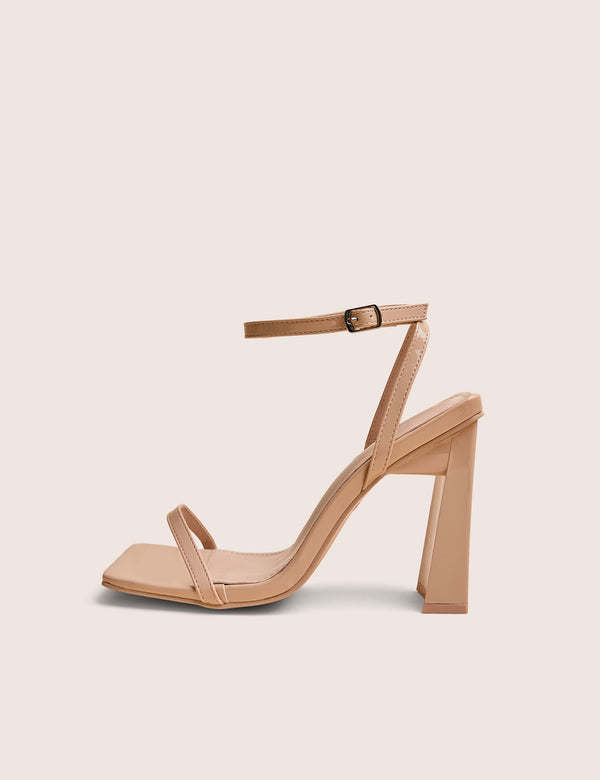 public desire Charlotte Wide Fit Nude Patent Square Toe Heels public desire Charlotte Wide Fit Nude Patent Square Toe Heels