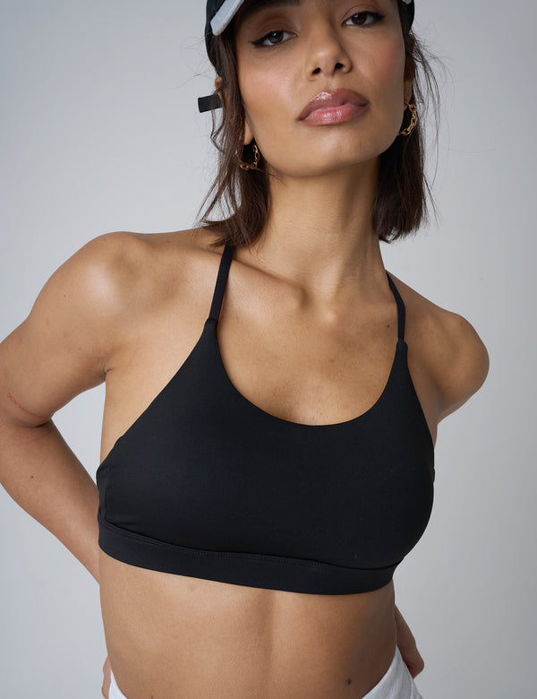 Public Desire Cross Over Back Detail Sports Bra Black