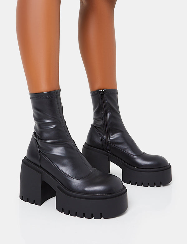 public desire Demeter Black Pu Chunky Heeled Platform Ankle Boots public desire Demeter Black Pu Chunky Heeled Platform Ankle Boots