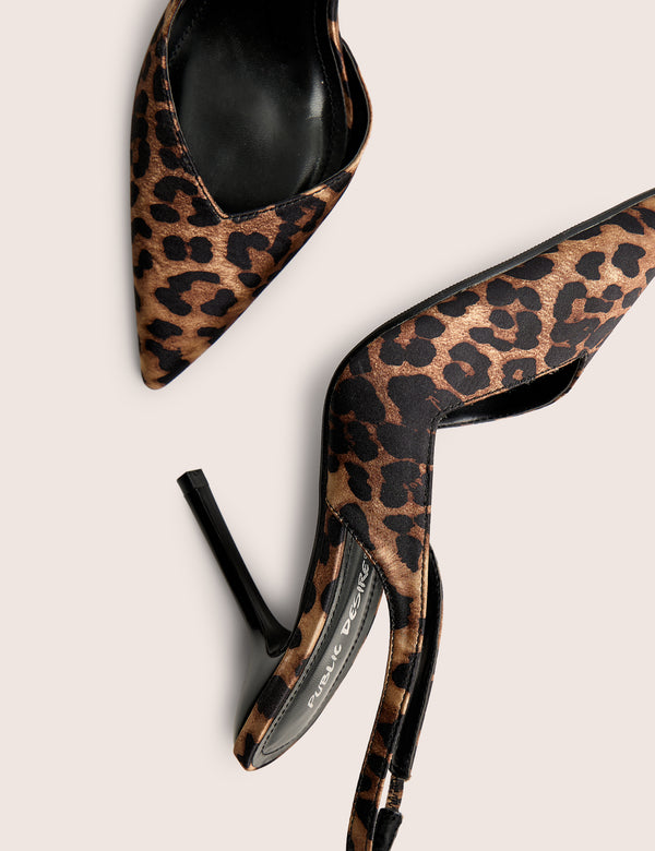 Public Desire Extra Leopard Slingback Court High Heels