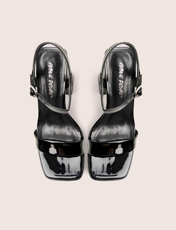 Public Desire Figure Black Platform Patent High Heel