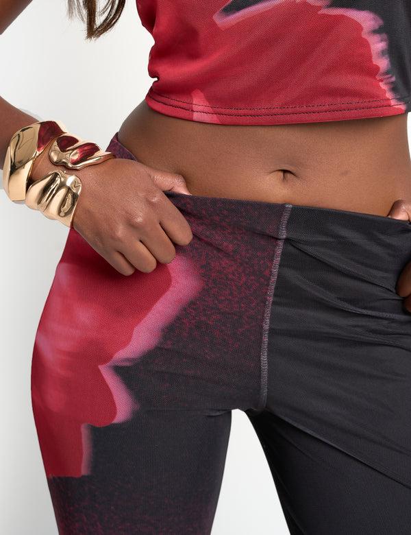 Public Desire Floral Print Slinky Flared Trousers Black