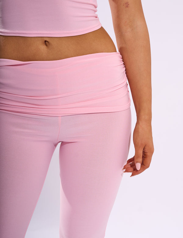 Public Desire Foldover Detail Flared Pant Baby Pink