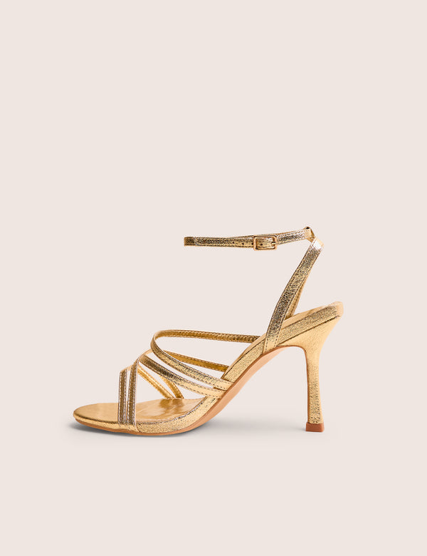 public desire Free Spirit Gold Strappy Round Toe Mid Heels public desire Free Spirit Gold Strappy Round Toe Mid Heels