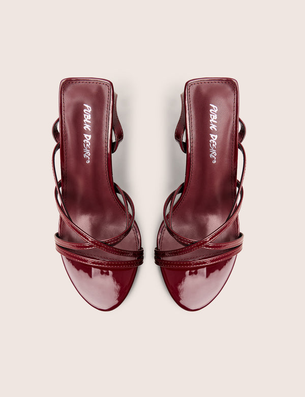 Public Desire Free Spirit Wide Fit Burgundy Strappy Mid Heel