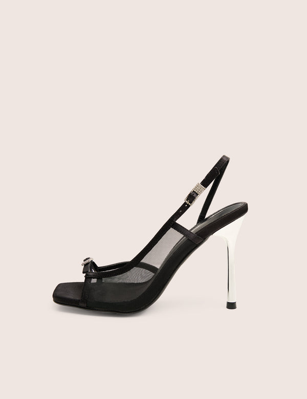 public desire Grattitude Black Strappy Square Toe Stiletto Heels public desire Grattitude Black Strappy Square Toe Stiletto Heels