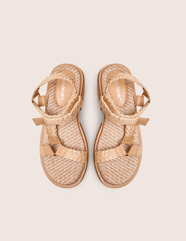 Public Desire Hazard Natural Raffia Chunky Dad Sandals