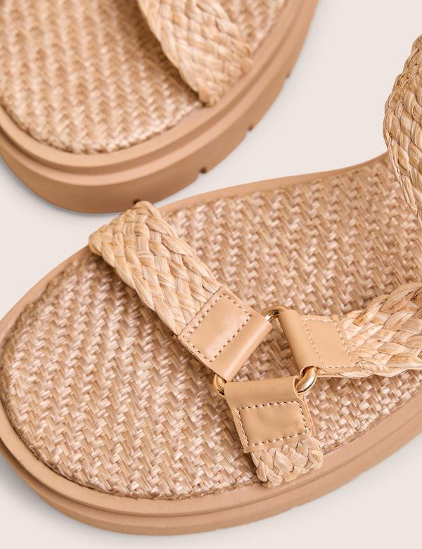 Public Desire Hazard Natural Raffia Chunky Dad Sandals