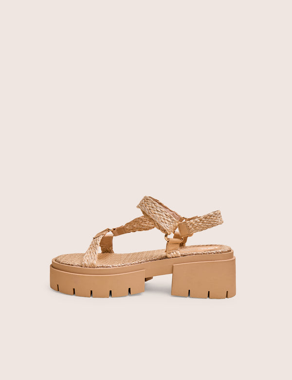 public desire Hazard Natural Raffia Chunky Dad Sandals