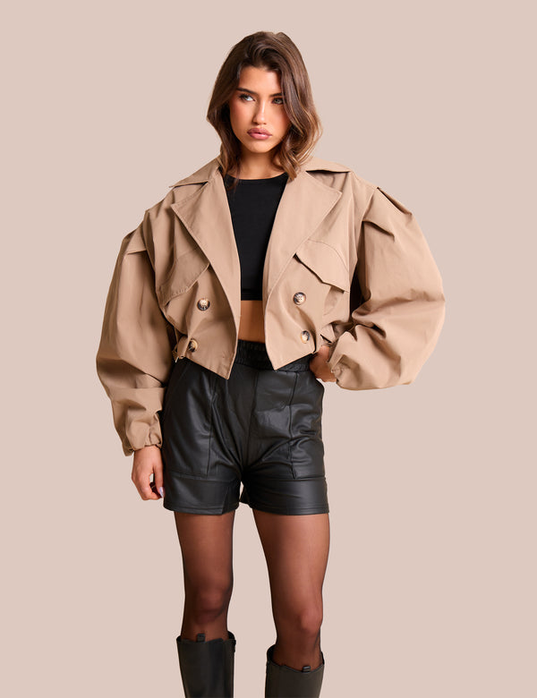 Public Desire High Waist Faux Leather Mini Shorts Black