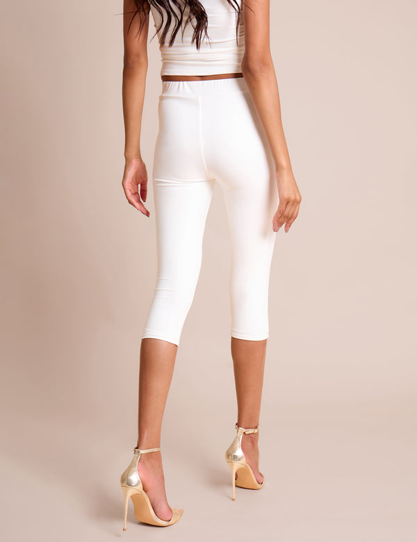 Public Desire High Waist Luxe Slinky Capri Pants White