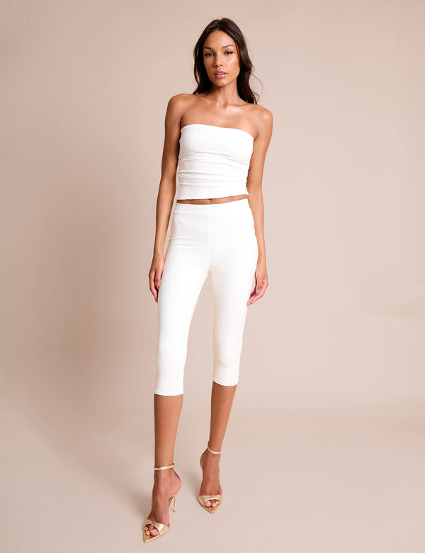 public desire High Waist Luxe Slinky Capri Pants White