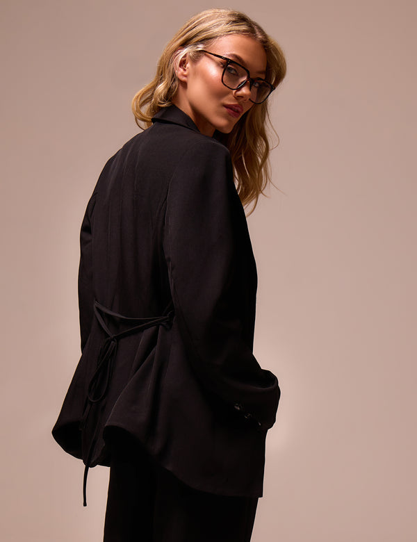 Public Desire High Waist Tailored Wide Leg Trouser Black