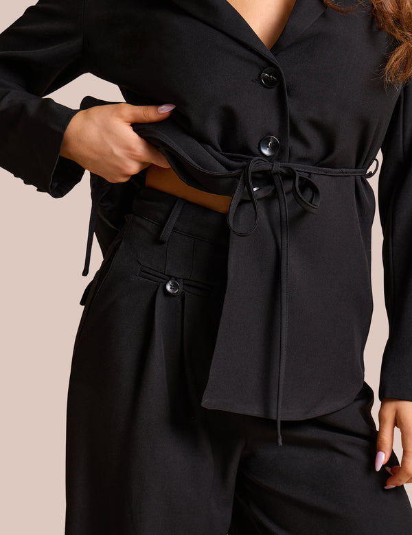 Public Desire High Waist Tailored Wide Leg Trouser Black