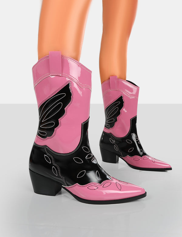 public desire Howdy Pink Patent Pointed Toe Western Cowboy Block Ankle Boots public desire Howdy Pink Patent Pointed Toe Western Cowboy Block Ankle Boots