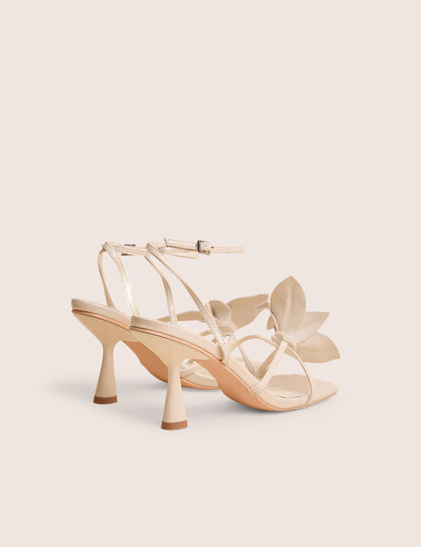 Public Desire Hydrangea Wide Fit Stone Patent Flower Barely There Square Toe Mid Heels
