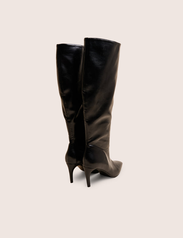 Public Desire Jenny Black Curved Heel Knee High Boots