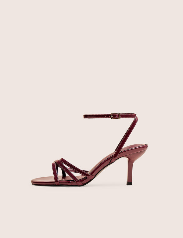 public desire Juliette Burgundy Minimal Strap Detail Kitten Heels