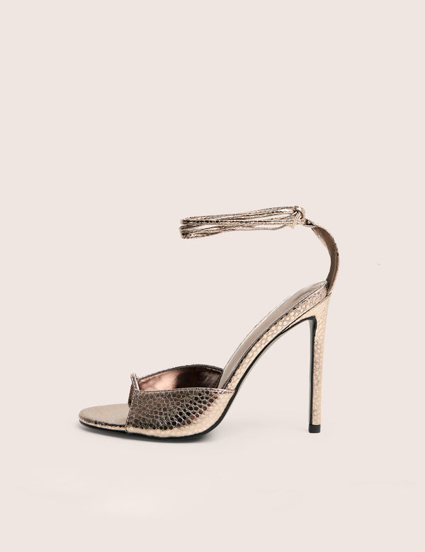public desire Kalisto Pewter Tie Wrap Around Mule Heels