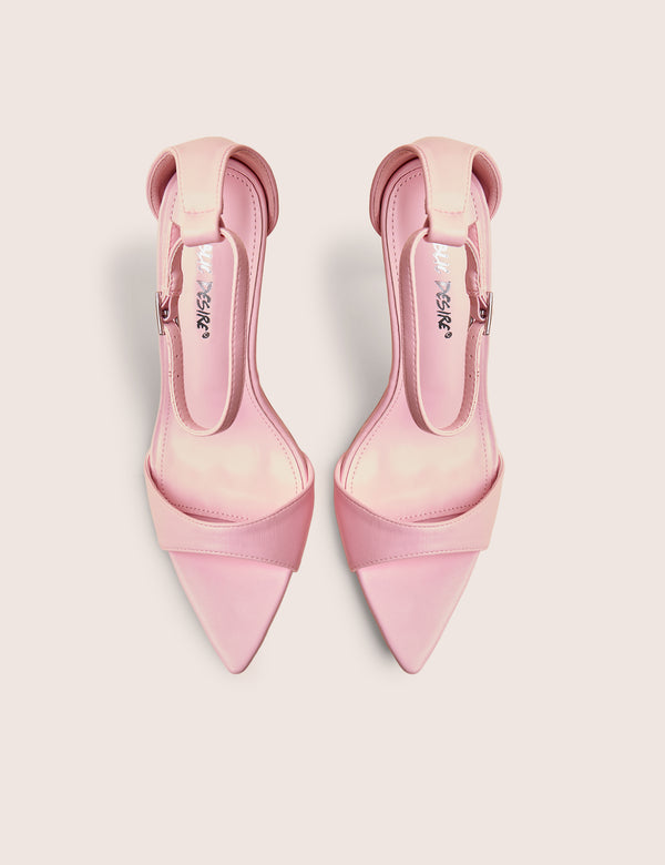 Public Desire Kelisa Pink Pu Pointed Toe Barely There Stiletto High Heels