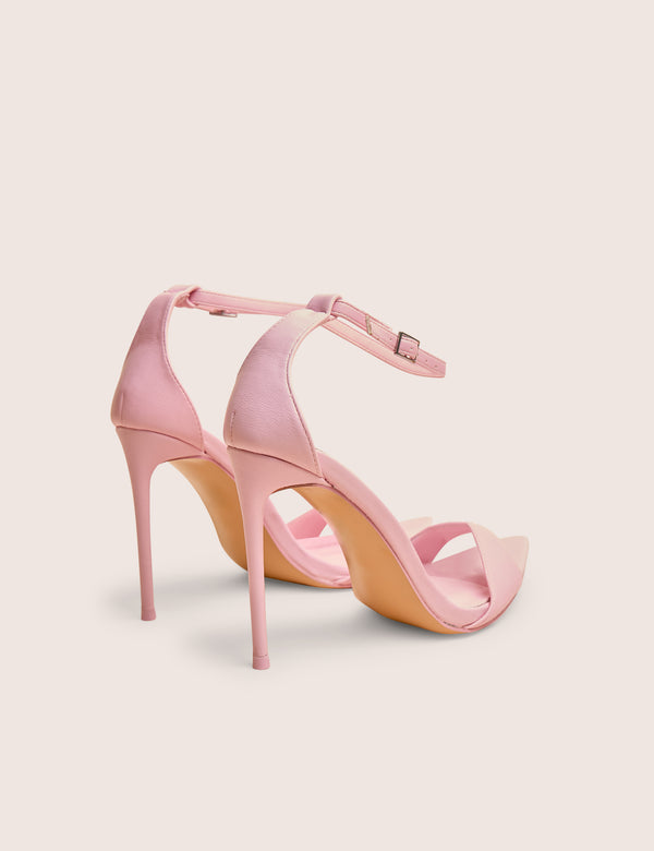 Public Desire Kelisa Pink Pu Pointed Toe Barely There Stiletto High Heels