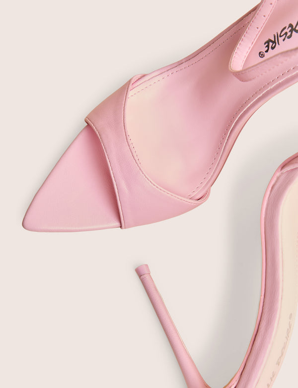 Public Desire Kelisa Pink Pu Pointed Toe Barely There Stiletto High Heels