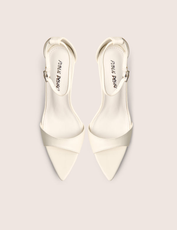 Public Desire Kelisa White Pu Pointed Toe Barely There Stiletto High Heels