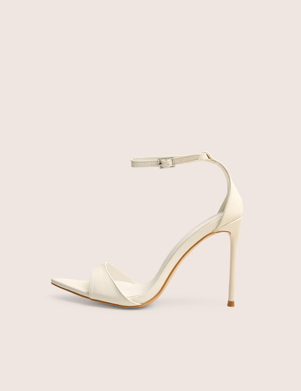 public desire Kelisa White Pu Pointed Toe Barely There Stiletto High Heels