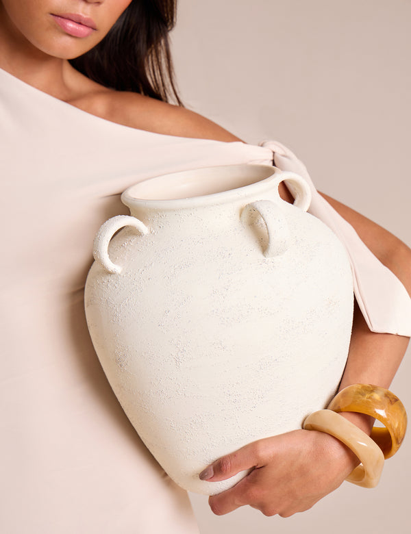 Public Desire Knot Detail Asymmetric One Shoulder Luxe Slinky Maxi Dress Stone