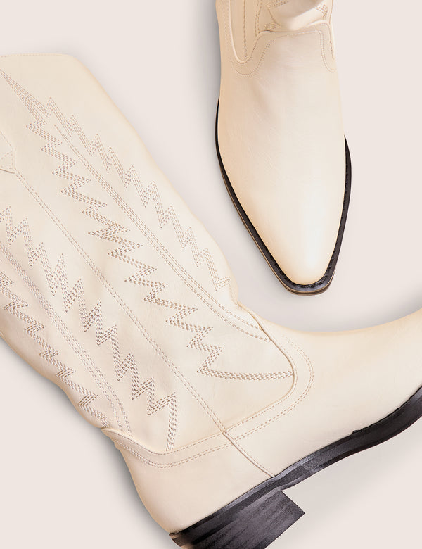 Public Desire Koboi White Western Flat Cowboy Boots
