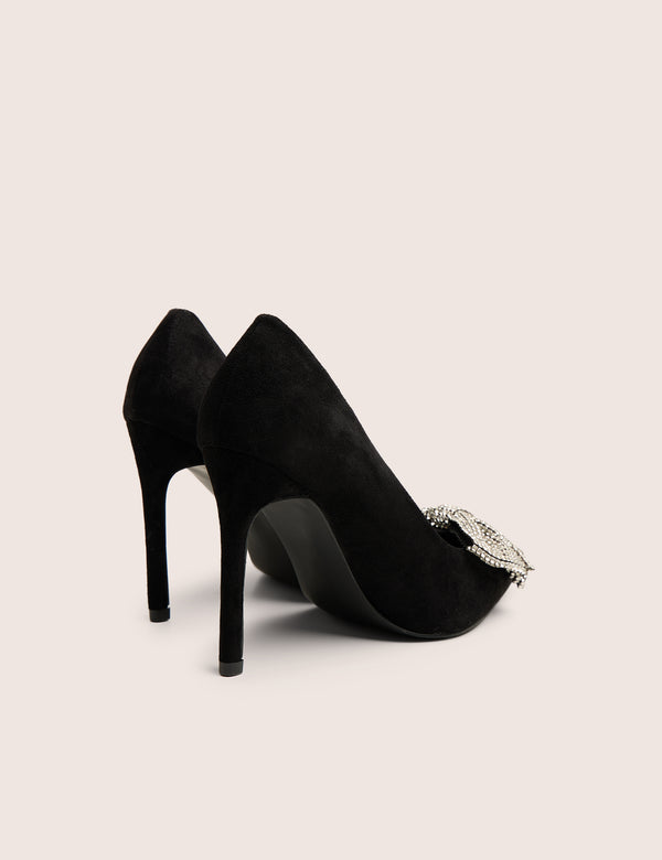 Public Desire Ladies Night Black Embellished Bow Detail Court High Heels
