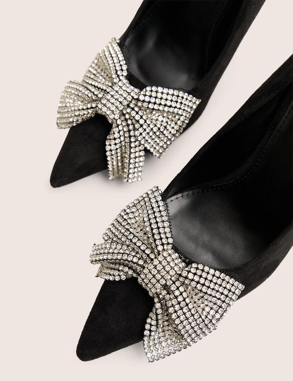 Public Desire Ladies Night Black Embellished Bow Detail Court High Heels