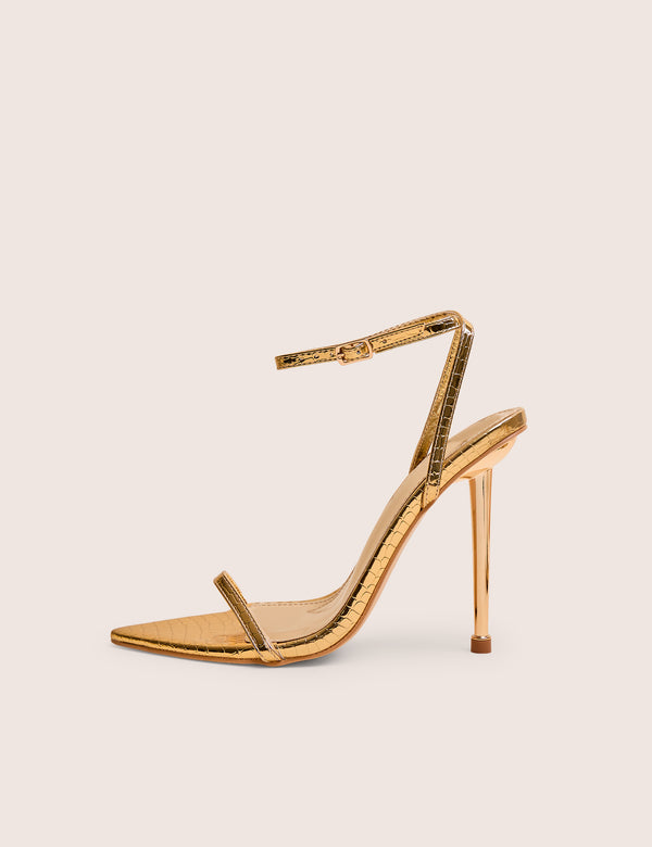 public desire Legacy Gold Croc Barely There Pointed Toe Gold Stiletto Heels public desire Legacy Gold Croc Barely There Pointed Toe Gold Stiletto Heels