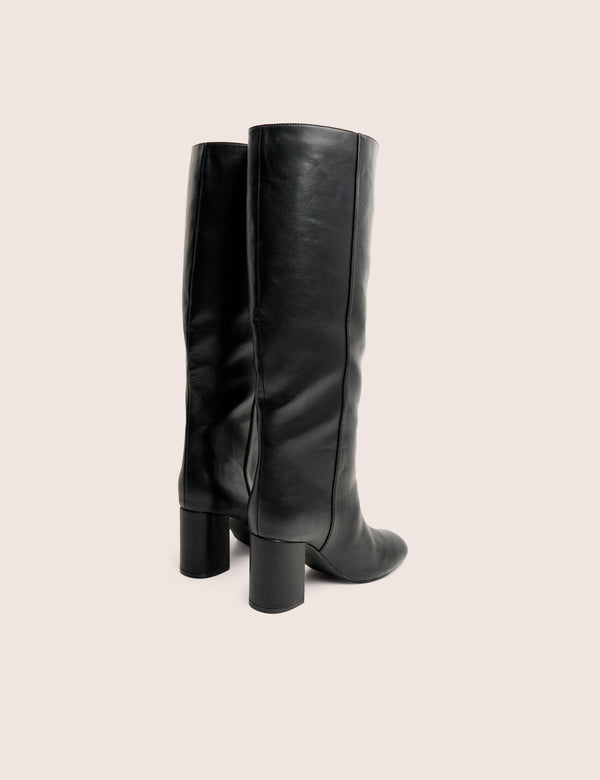 Public Desire Maison Black Pu Knee High Block Heeled Boots