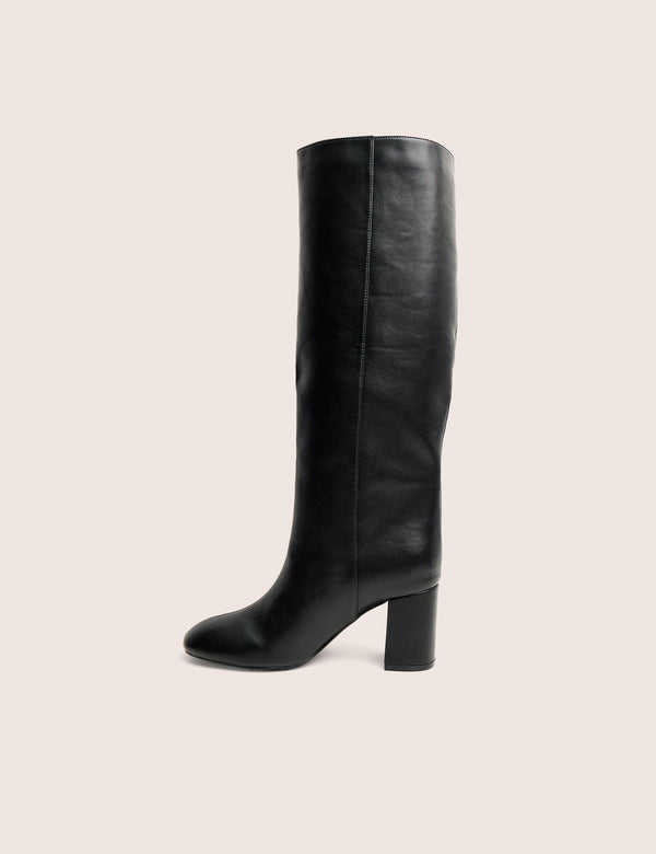 public desire Maison Black Pu Knee High Block Heeled Boots