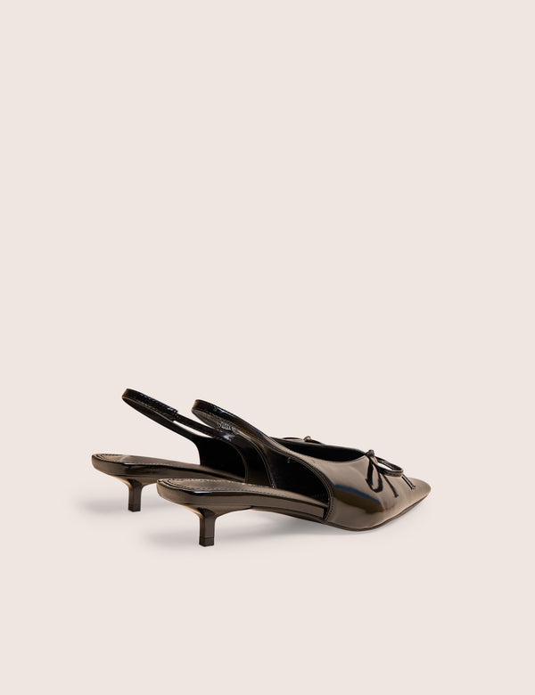 Public Desire Meadow Black Pu Slingback Low Court Heels
