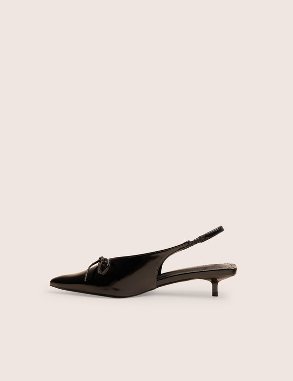 public desire Meadow Black Pu Slingback Low Court Heels
