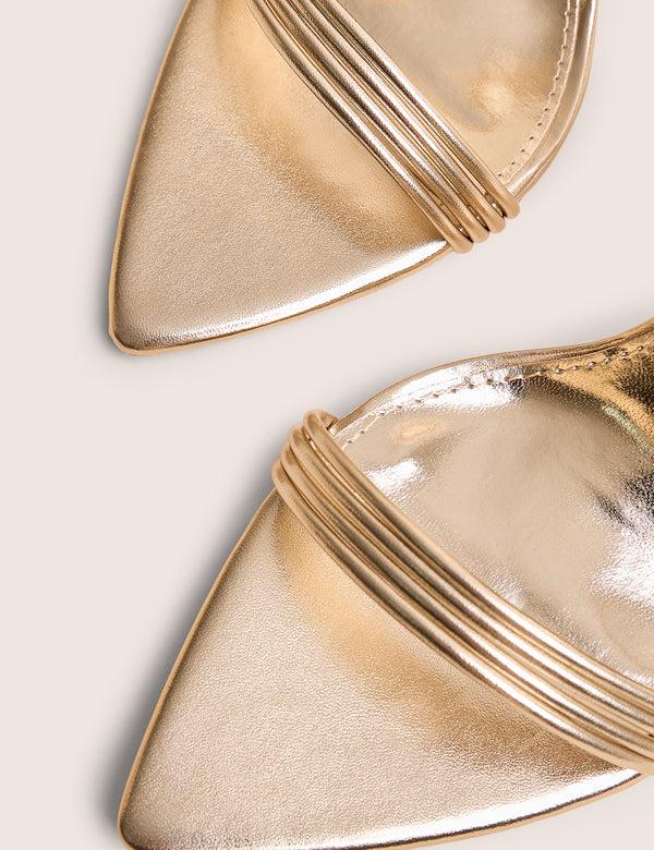 Public Desire Merlot Metallic Gold Lace Up Wrap Around Pointed Toe Stiletto Heels