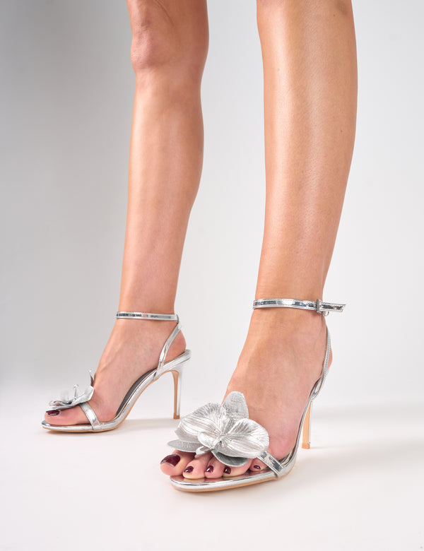 Public Desire Mica Silver Chrome Orchid Barely There Heels