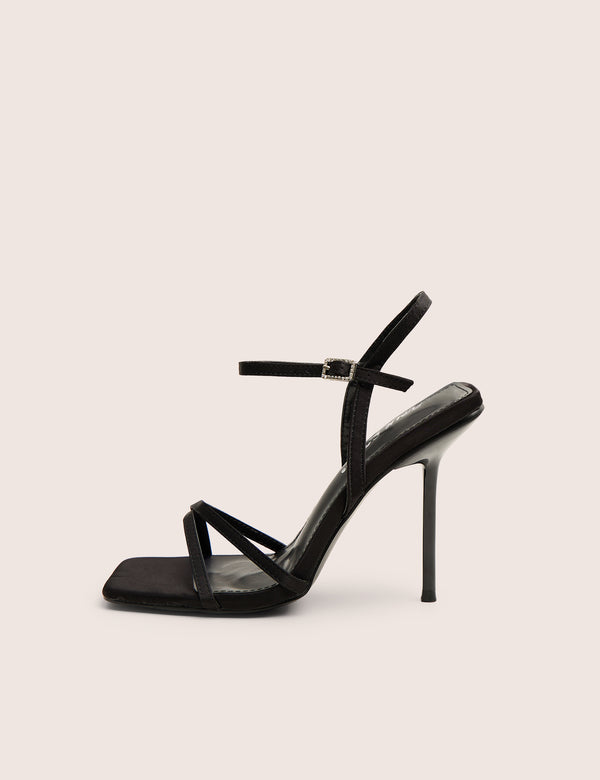 public desire Moss Black Velvet Strappy Stiletto Heels