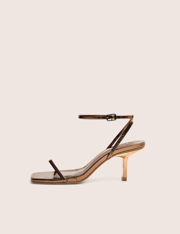 public desire Natalya Bronze Barely There Square Toe Stiletto Mid Heels
